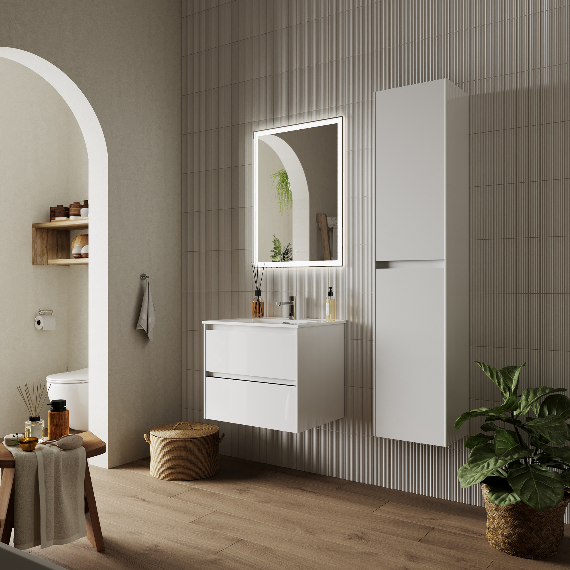 Тумба подвесная SANCOS Cento 590х450х500, c двумя ящиками оснащенными доводчиками,белый глянец, арт. CN60W Тумба подвесная SANCOS Cento 590х450х500, c двумя ящиками оснащенными доводчиками,белый глянец, арт. CN60W