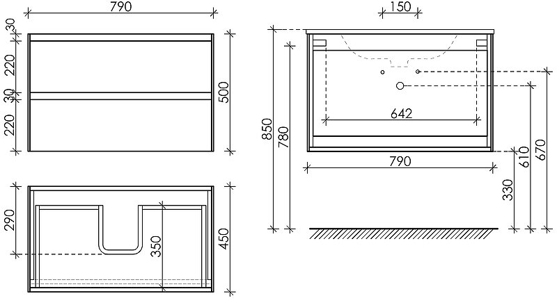 Тумба подвесная SANCOS Cento 790х450х500, c двумя ящиками оснащенными доводчиками,карпатская ель, арт. CN80KE Тумба подвесная SANCOS Cento 790х450х500, c двумя ящиками оснащенными доводчиками,карпатская ель, арт. CN80KE