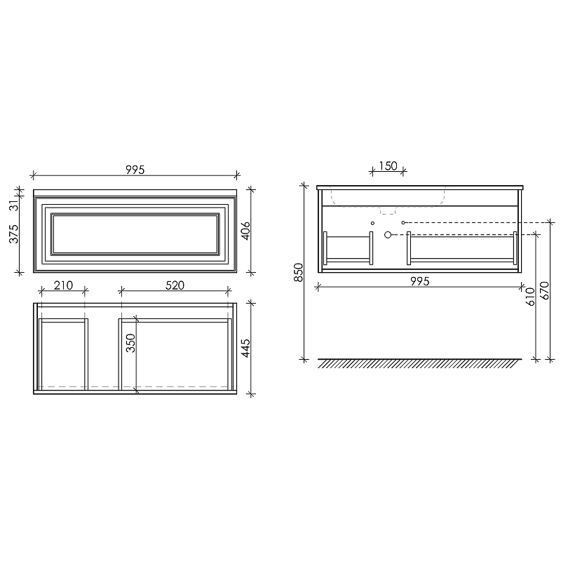 Тумба подвесная SANCOS Very 995х445х406, c одним  ящиком оснащенным доводчиками, левая , Doha Soft , арт.VR100LSM Тумба подвесная SANCOS Very 995х445х406, c одним  ящиком оснащенным доводчиками, левая , Doha Soft , арт.VR100LSM