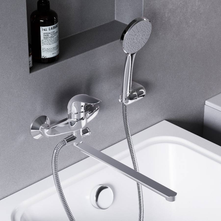 319500001 Eclipse, Смеситель Для ванны и душа с универсальным изливом и душевым комплектом, Хром 319500001 Eclipse, Смеситель Для ванны и душа с универсальным изливом и душевым комплектом, Хром