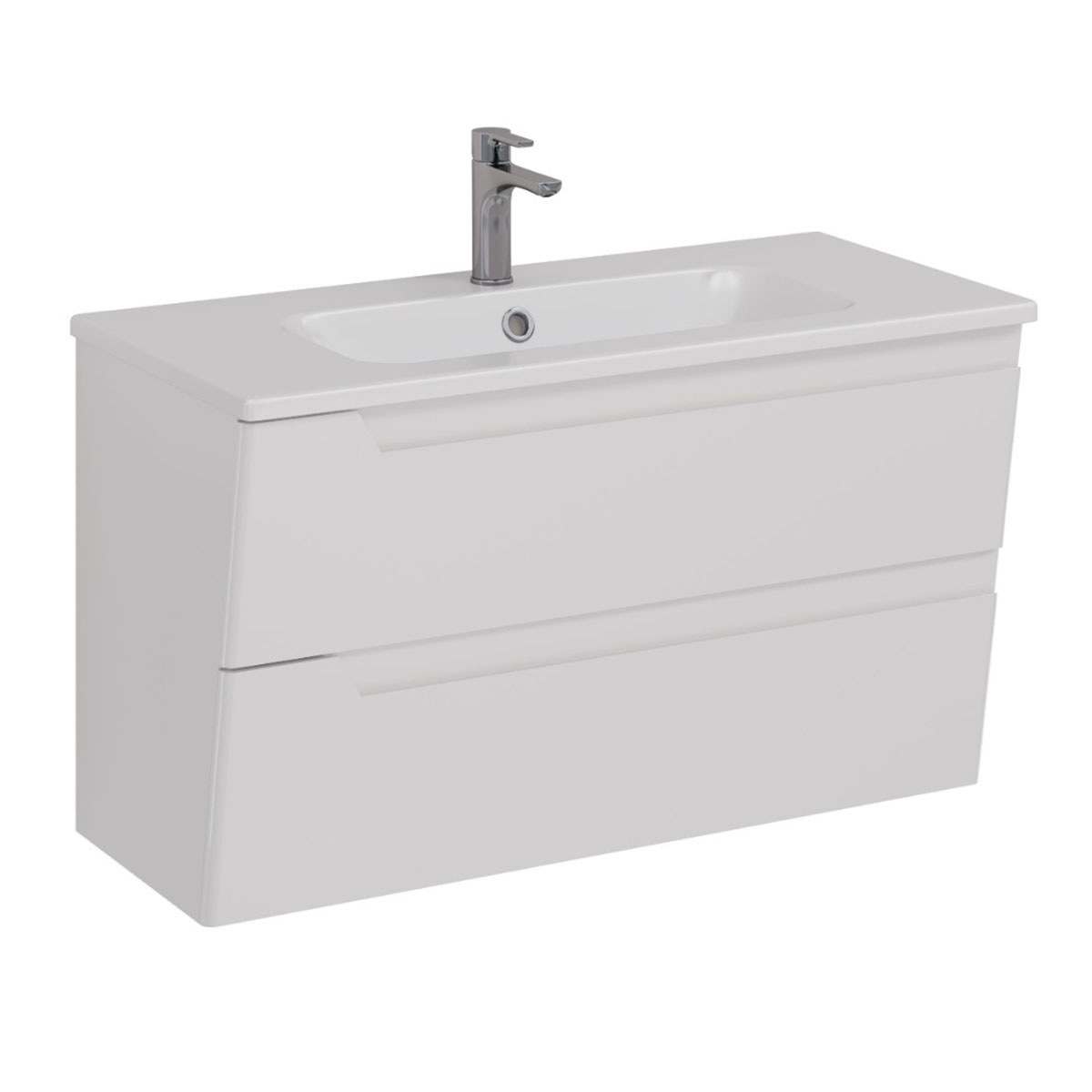 Тумба Lemark MIANO, 100см под 1 раковину, подвесная, 2 ящика, цвет корпуса, фасада: Белый глянец Тумба Lemark MIANO, 100см под 1 раковину, подвесная, 2 ящика, цвет корпуса, фасада: Белый глянец