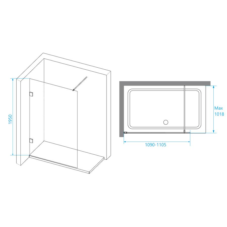 Перегородка для душа RGW WA-030-1 1100 Перегородка для душа RGW WA-030-1 1100
