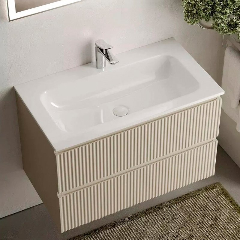 Тумба подвесная SANCOS Snob R 790х445х500, c двумя ящиками оснащенными доводчиками, Beige Soft , арт.SNR80CE Тумба подвесная SANCOS Snob R 790х445х500, c двумя ящиками оснащенными доводчиками, Beige Soft , арт.SNR80CE