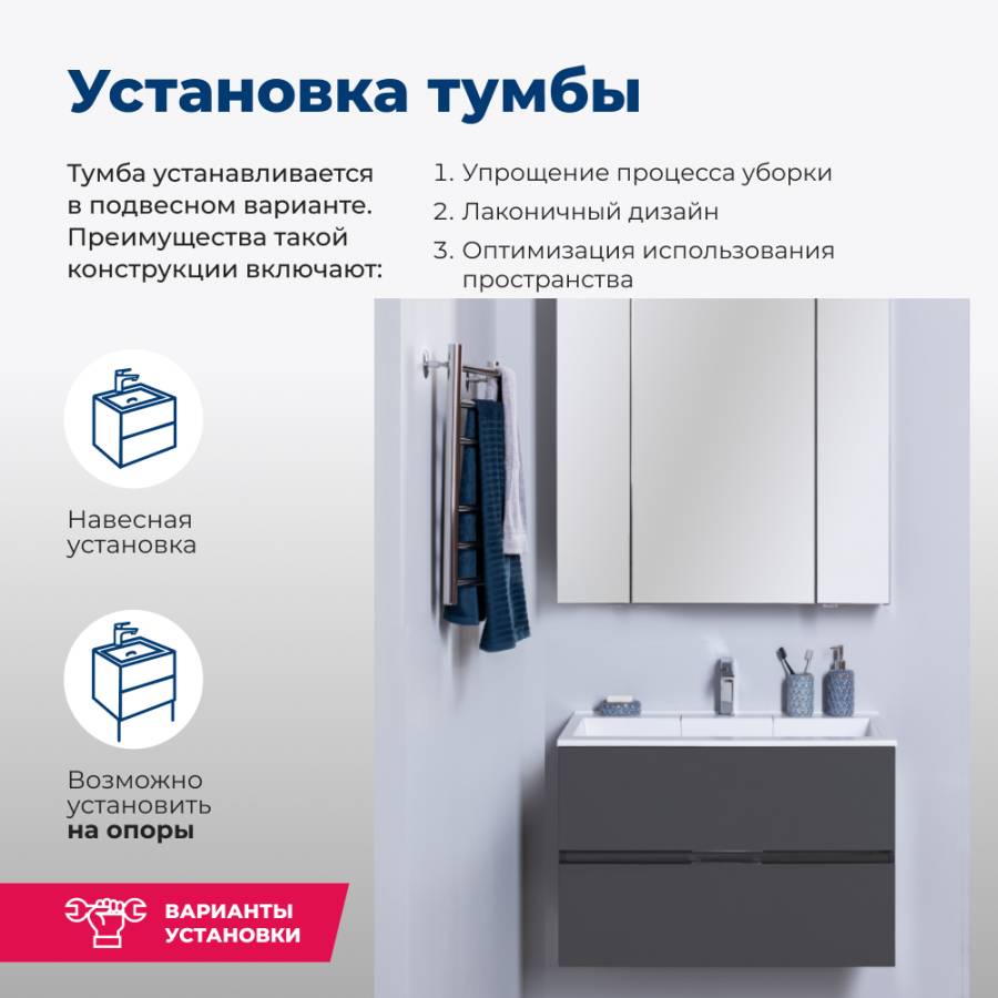 Тумба под раковину Aquanet Алвита 70 серый антрацит Тумба под раковину Aquanet Алвита 70 серый антрацит