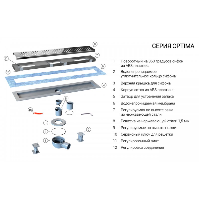 Душевой лоток SAY OPTIMA 601.60.P.NSN, 60 см, хром Душевой лоток SAY OPTIMA 601.60.P.NSN, 60 см, хром