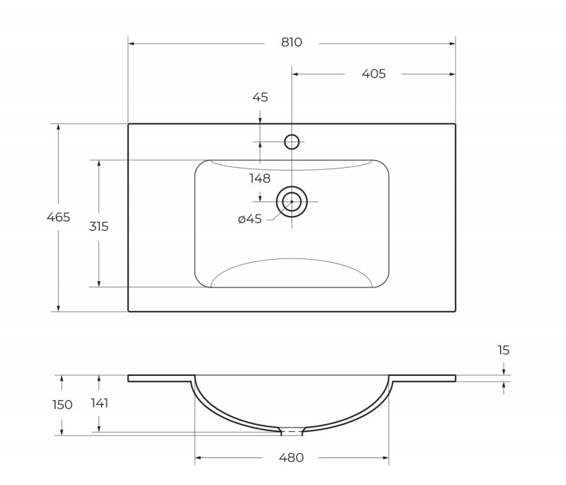 KEP-80-CEM-W0 Столешница из керамогранита без отверстия под смеситель 816x468x10 Исполнение: Cemento  KEP-80-CEM-W0 Столешница из керамогранита без отверстия под смеситель 816x468x10 Исполнение: Cemento