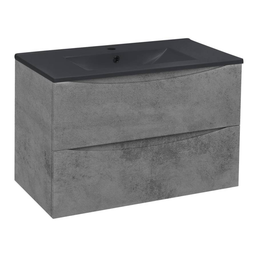 База под керамическую раковину Mia 800 подвесная, 2 выкатных ящика soft close, Beton База под керамическую раковину Mia 800 подвесная, 2 выкатных ящика soft close, Beton
