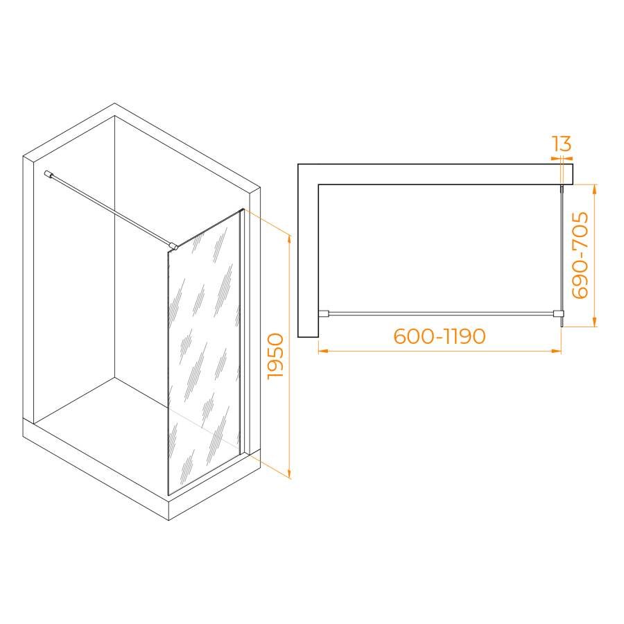 Душевая перегородка RGW WA-010B, RGW 351001007-14 Душевая перегородка RGW WA-010B, RGW 351001007-14
