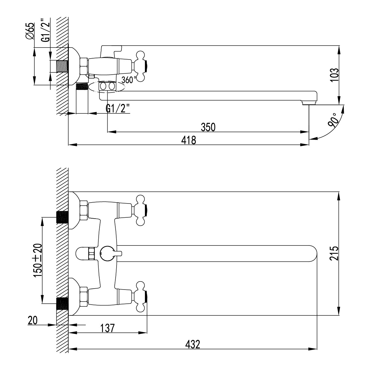 Смеситель Lemark Standard LM2112C универсальный Смеситель Lemark Standard LM2112C универсальный