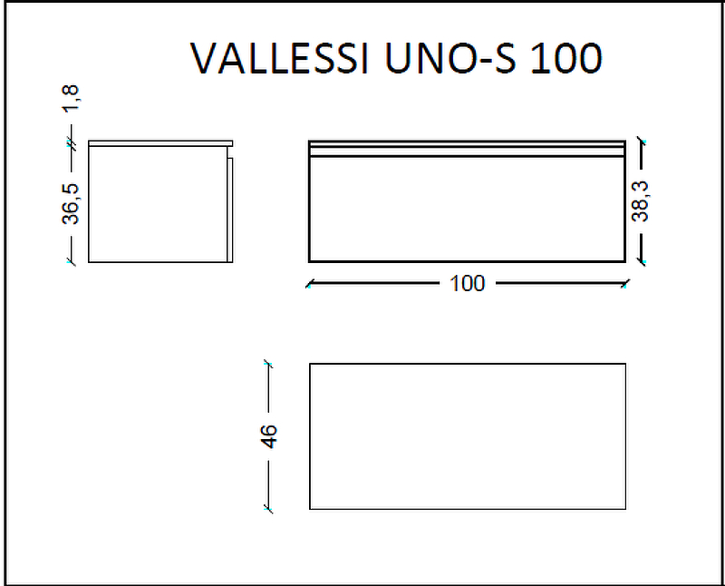 Ящик под столешницу 100см АНТРАЦИТ глянец VALLESSI UNO-S 897-100-A glossy Boheme Ящик под столешницу 100см АНТРАЦИТ глянец VALLESSI UNO-S 897-100-A glossy Boheme