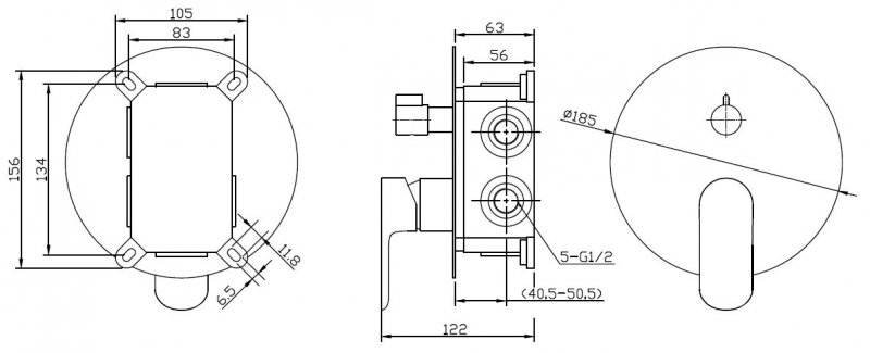 ANCONA Встраиваемый смеситель для душа с переключателем на два выхода, хром ANCONA-VDI-CRM ANCONA Встраиваемый смеситель для душа с переключателем на два выхода, хром ANCONA-VDI-CRM
