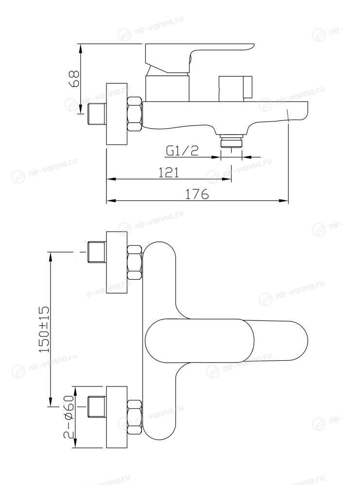 Смеситель для ванны/душа Agger Gorgeous A0210044 Смеситель для ванны/душа Agger Gorgeous A0210044