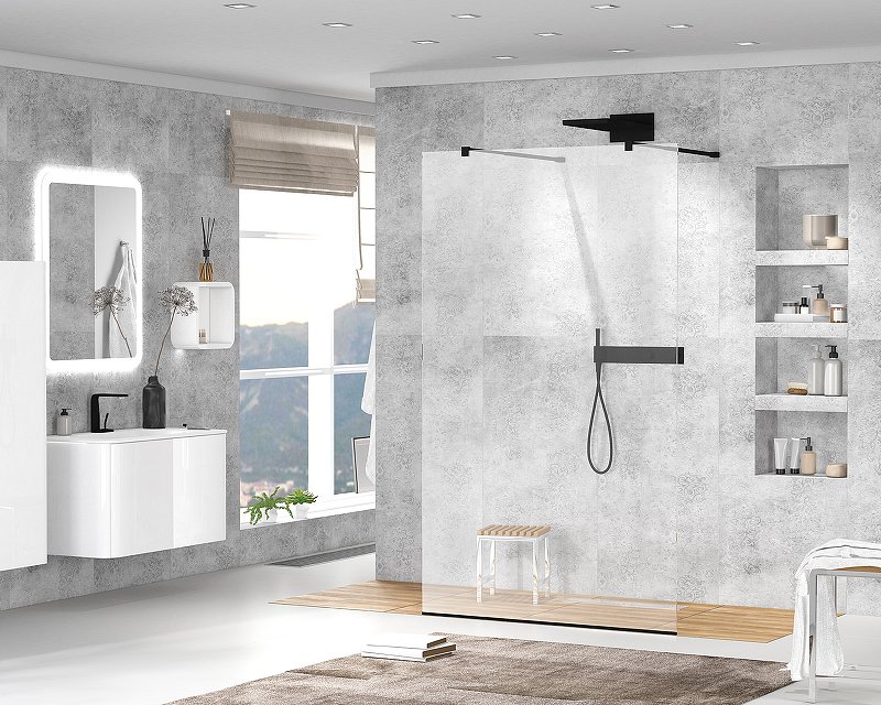 LIBERTA-L-2-80-120-C-NERO Душевая перегородка с возможностью двустороннего входа, стекло прозрачное, профиль чёрный, 800x1200x1950 мм LIBERTA-L-2-80-120-C-NERO Душевая перегородка с возможностью двустороннего входа, стекло прозрачное, профиль чёрный, 800x1200x1950 мм