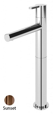 LEAF-LC1-L-PS Смеситель для накладной раковины однорычажный, с донным клапаном, исполнение Sunset PVD LEAF-LC1-L-PS Смеситель для накладной раковины однорычажный, с донным клапаном, исполнение Sunset PVD