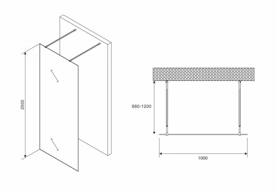 Душевая перегородка ABBER Immer Offen AG68100BF8 Душевая перегородка ABBER Immer Offen AG68100BF8