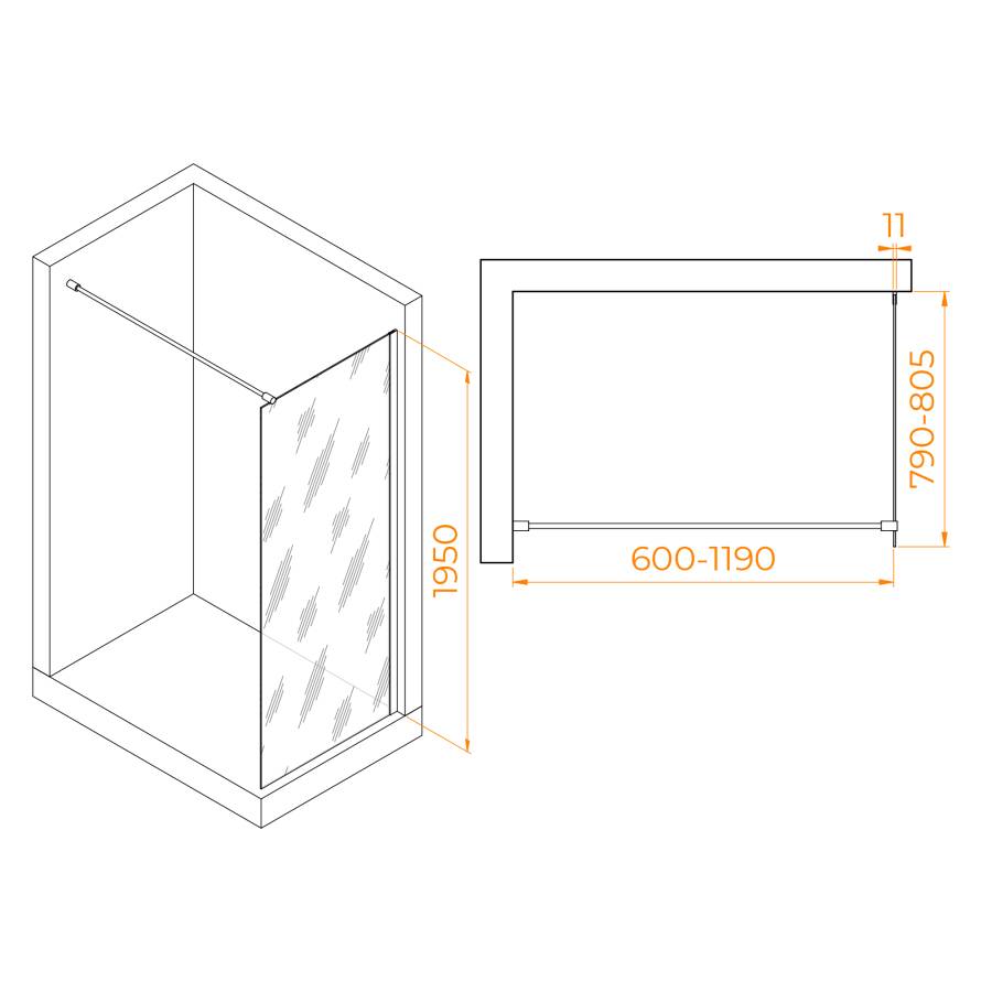 Душевая перегородка RGW WA-002W, RGW 35100208-15 Душевая перегородка RGW WA-002W, RGW 35100208-15