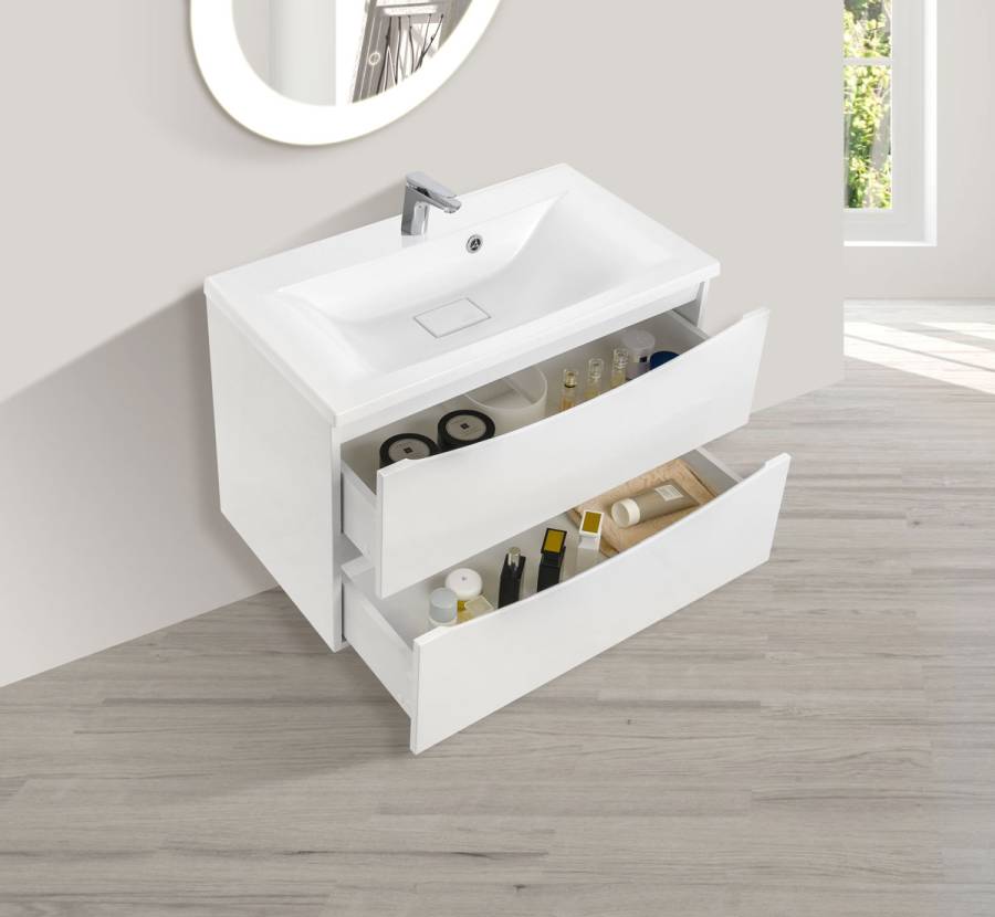 База под раковину Mia 800 подвесная, 2 выкатных ящика soft close, G.White База под раковину Mia 800 подвесная, 2 выкатных ящика soft close, G.White