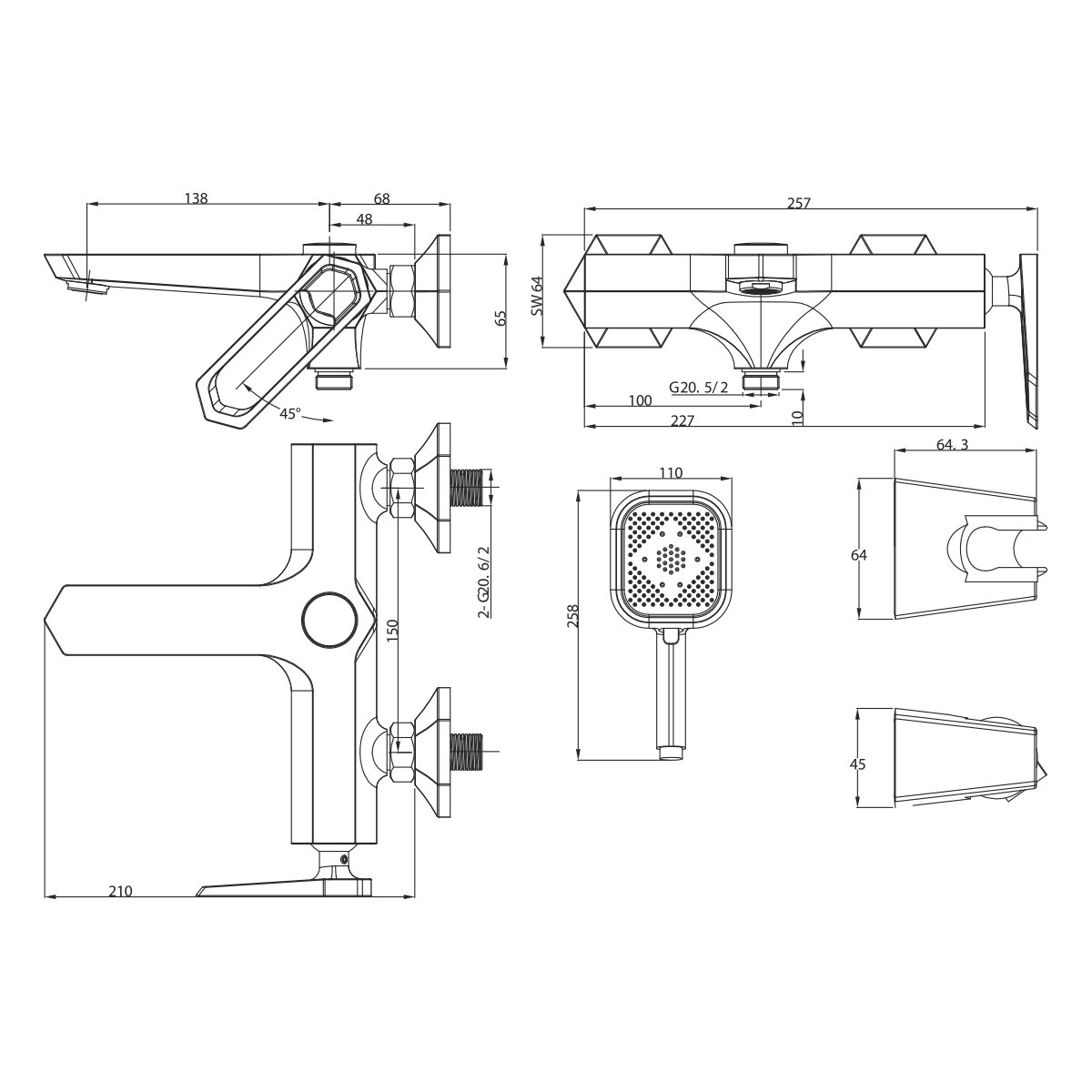 Смеситель Lemark Prizma LM3914C для ванны Смеситель Lemark Prizma LM3914C для ванны