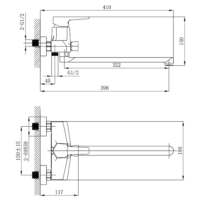Смеситель Rossinka RS44-32 для ванны универсальный Смеситель Rossinka RS44-32 для ванны универсальный