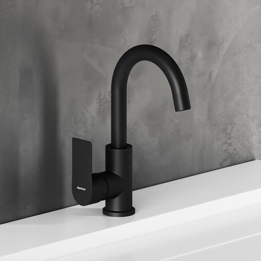 470220300 Apollo Смеситель для умывальника с поворотным изливов, черный 470220300 Apollo Смеситель для умывальника с поворотным изливов, черный