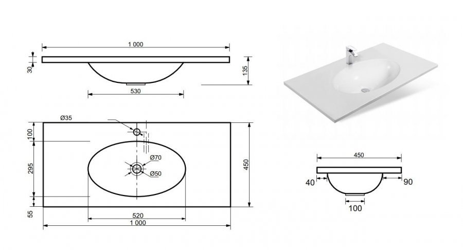 Тумба подвесная под умывальник Vegas 1000х450 2 ящика (ШхГхВ) 998х446х607 Тумба подвесная под умывальник Vegas 1000х450 2 ящика (ШхГхВ) 998х446х607