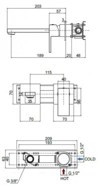 Смеситель для раковины встраиваемый однорычажный Cezares UNIKA-BLI2-NOP