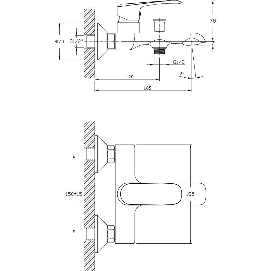 Смеситель для ванны с коротким изливом  RUSH Gozo (GZ3735-44) Смеситель для ванны с коротким изливом  RUSH Gozo (GZ3735-44)