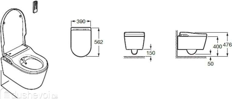 Унитаз подвесной Roca Inspira In-Wash 803060001 Унитаз подвесной Roca Inspira In-Wash 803060001