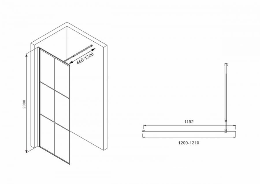 Душевая перегородка ABBER Immer Offen AG62120B Душевая перегородка ABBER Immer Offen AG62120B