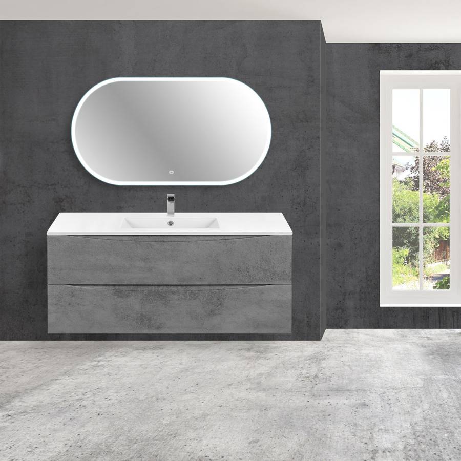 База под керамическую раковину Mia 1200 подвесная, 2 выкатных ящика soft close, Beton База под керамическую раковину Mia 1200 подвесная, 2 выкатных ящика soft close, Beton