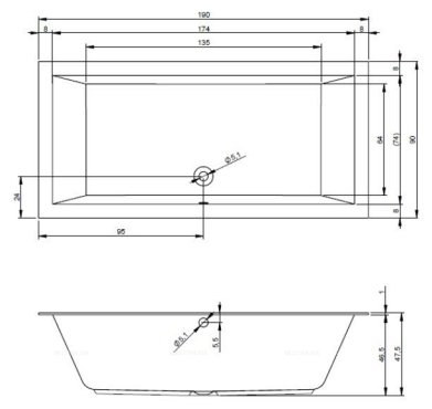 Акриловая ванна Riho Lugo  190x90 