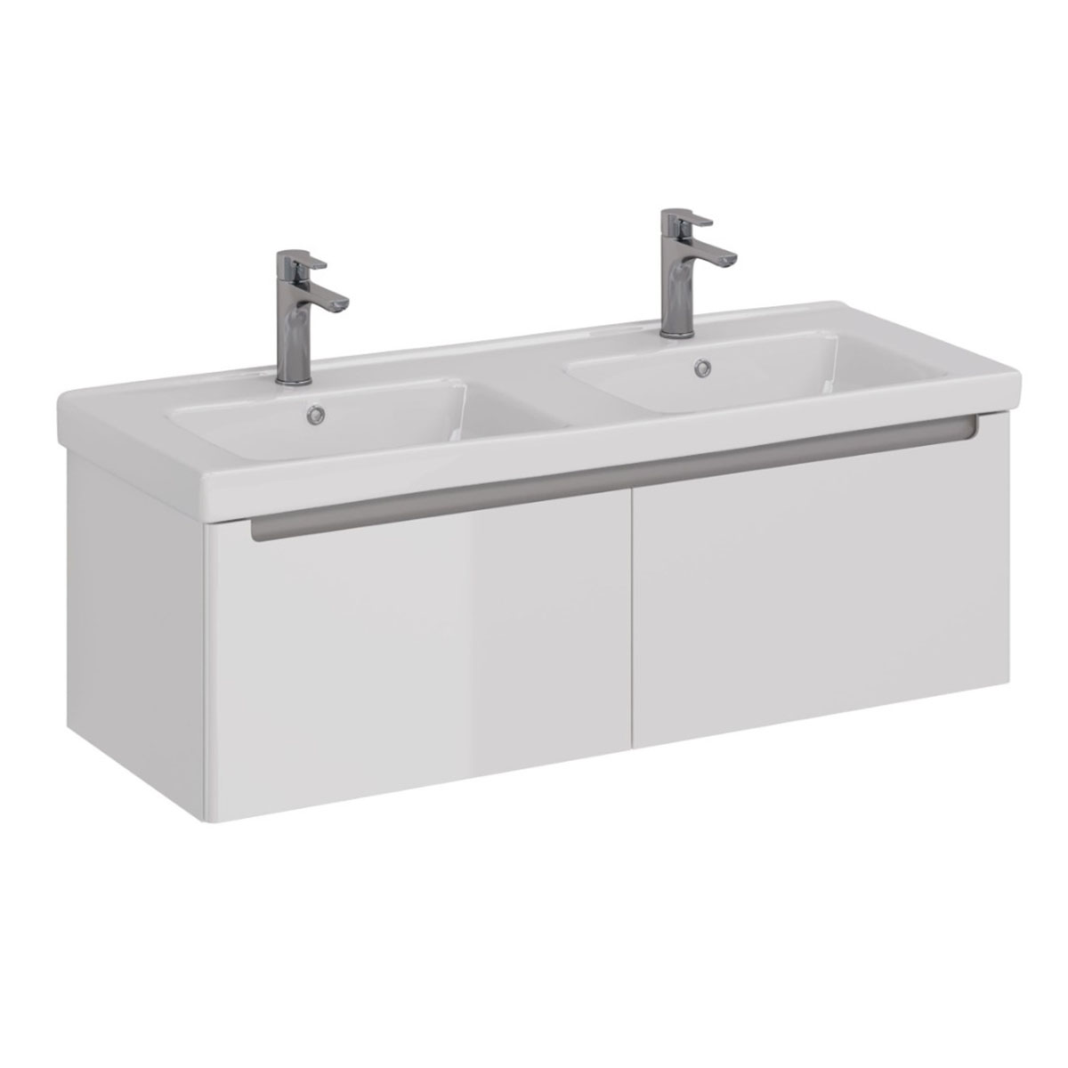 Тумба Lemark BUNO MINI 125см под 2 раковины, подвесная, 2 ящика, цвет корпуса, фасада: Белый глянец Тумба Lemark BUNO MINI 125см под 2 раковины, подвесная, 2 ящика, цвет корпуса, фасада: Белый глянец