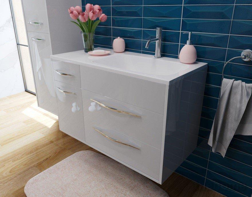 Тумба подвесная под умывальник Barcelona 900х450 правосторонняя 3 ящика 1 дверь (ШхГхВ) 898х446х607 Тумба подвесная под умывальник Barcelona 900х450 правосторонняя 3 ящика 1 дверь (ШхГхВ) 898х446х607