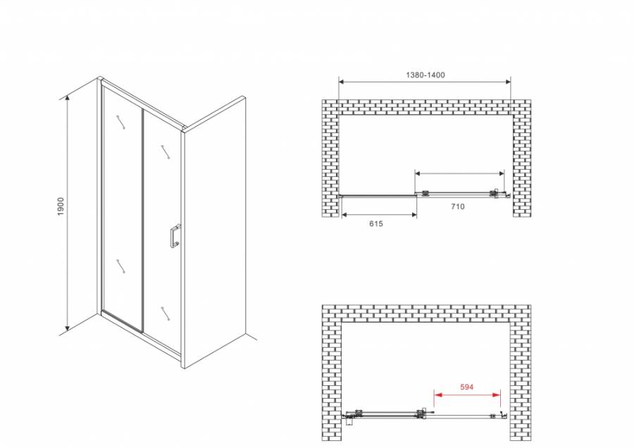 Душевая дверь ABBER Schwarzer Diamant AG30140B5 Душевая дверь ABBER Schwarzer Diamant AG30140B5