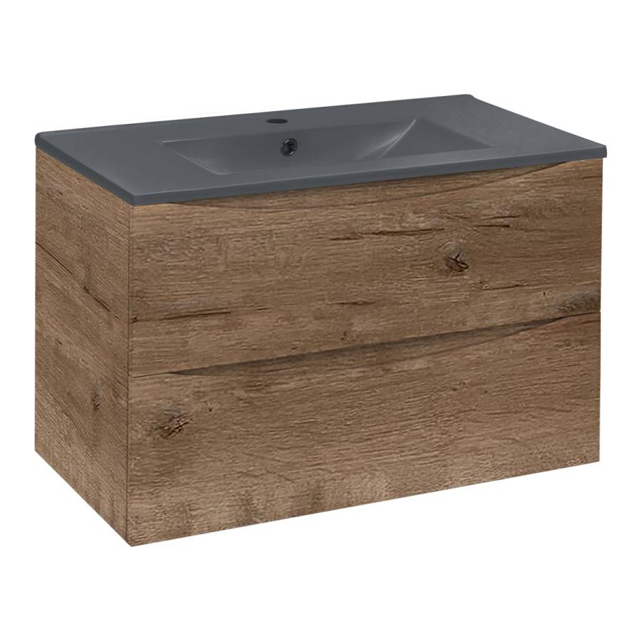 База под керамическую раковину Mia 800 подвесная, 2 выкатных ящика soft close, V.Oak База под керамическую раковину Mia 800 подвесная, 2 выкатных ящика soft close, V.Oak