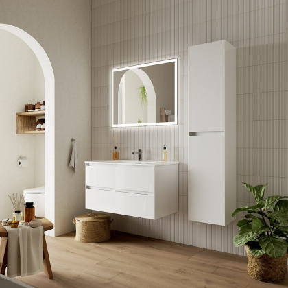 Тумба подвесная SANCOS Cento 890х450х500, c двумя ящиками оснащенными доводчиками, белый глянец, арт. CN90W Тумба подвесная SANCOS Cento 890х450х500, c двумя ящиками оснащенными доводчиками, белый глянец, арт. CN90W