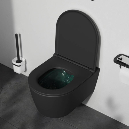 C8F1700MBSC Func подвесной унитаз 49 см FlashClean с сиденьем микролифт, черн мат