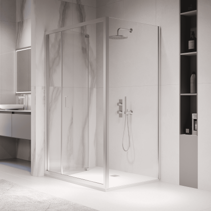 Душевой уголок  80*120*190 RGW PA-142 (PA-21 + Z-050-5) Прямоуг./Хром/Прозрачное/5 мм