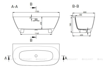 Ванна из искусственного камня Sofia Wall 170,102522M