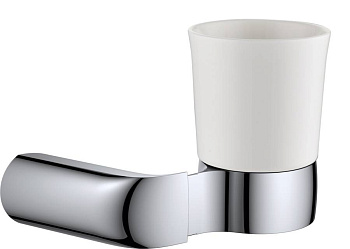 Подстаканник одинарный RUSH Flores, 11х14х11 см, хром и белый, FL08310