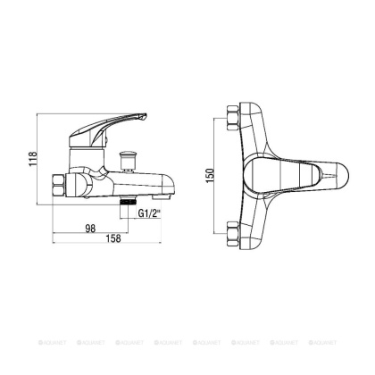 Смеситель для ванны/душа OneLife P01-100cr полимерный