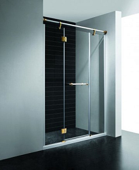Душевая дверь RGW VI-02, 02040218-18, 180 х 195 см распашная, стекло прозрачное, белый/золото