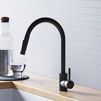 D3007522 Logic Кухонный смеситель  с вытягивающимся изливом, черный D3007522 Logic Кухонный смеситель  с вытягивающимся изливом, черный