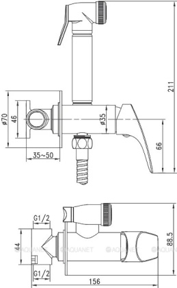 Смеситель с гигиеническим душем Aquanet Atletic AF310-52C Смеситель с гигиеническим душем Aquanet Atletic AF310-52C