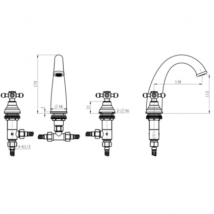 Смеситель для раковины на 3 отверстия_Комплект Смеситель для раковины на 3 отверстия_Комплект