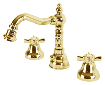 LORD-BBS2-03/24 Смеситель на биде на три отверстия с донным клапаном золото, ручки золото LORD-BBS2-03/24 Смеситель на биде на три отверстия с донным клапаном золото, ручки золото