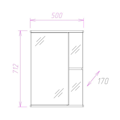 Шкаф-зеркало Onika Карина 50 белый, универсальный