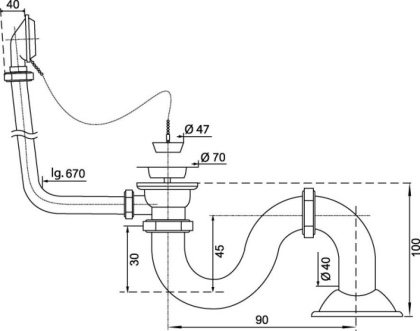 Слив-перелив для ванны Wirquin В (хром)