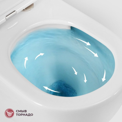 RELAX Унитаз подвесной, безободковый с системой смыва "Торнадо", с сиденьем soft close, 49 см, CZR-38088-49-TH-TOR/SC