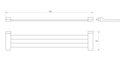 Полотенцедержатель двойной RUSH Thira, 3х75х16 см, хром, TR36532В